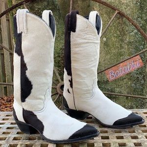 TONY LAMA RARE Calf Hair On Cowhide Pony Boots 8